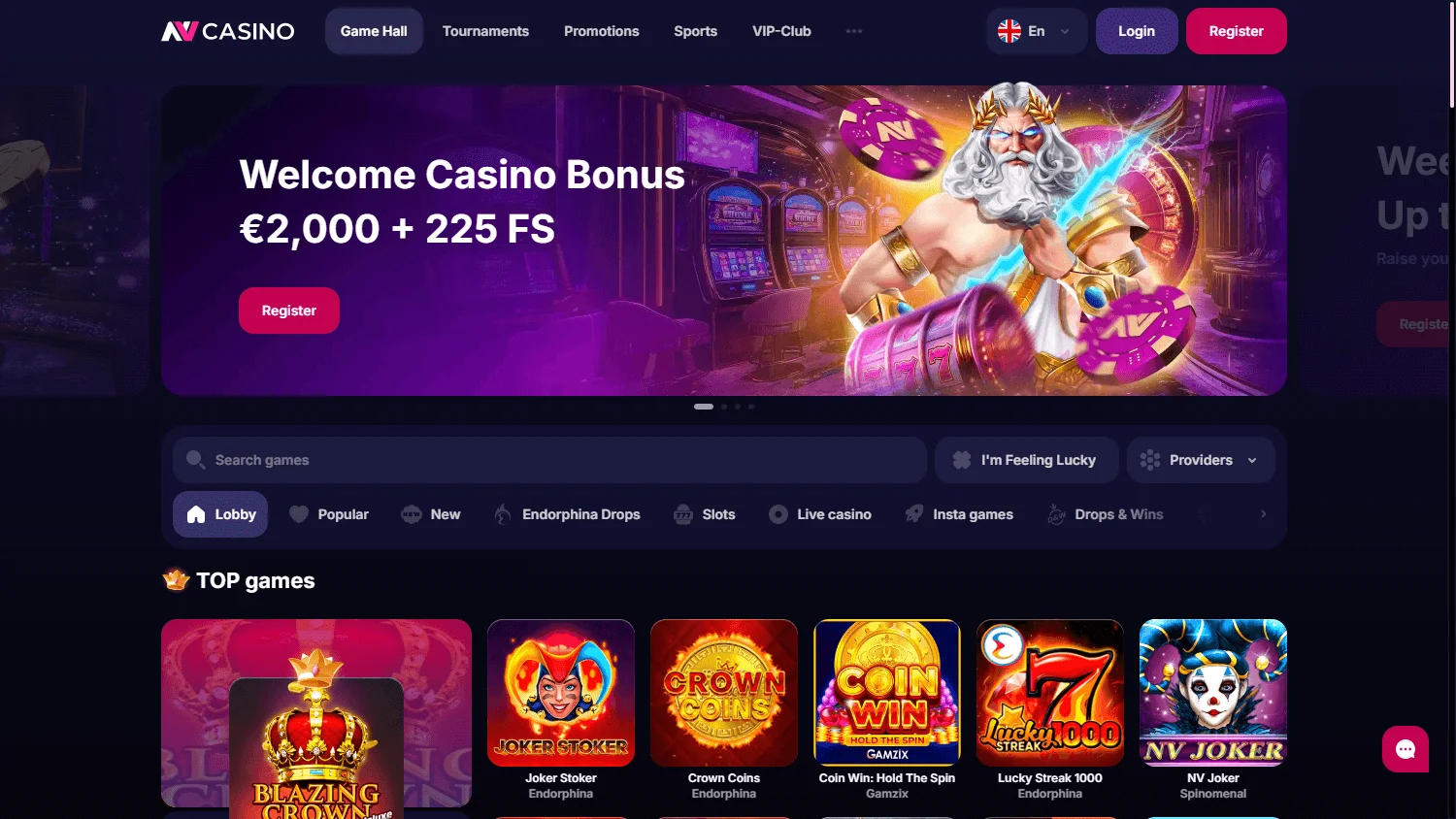 NV Casino skærmbilleder